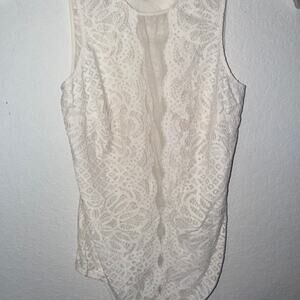 Victoria’s Secret V-Neck white lace bodysuit size medium